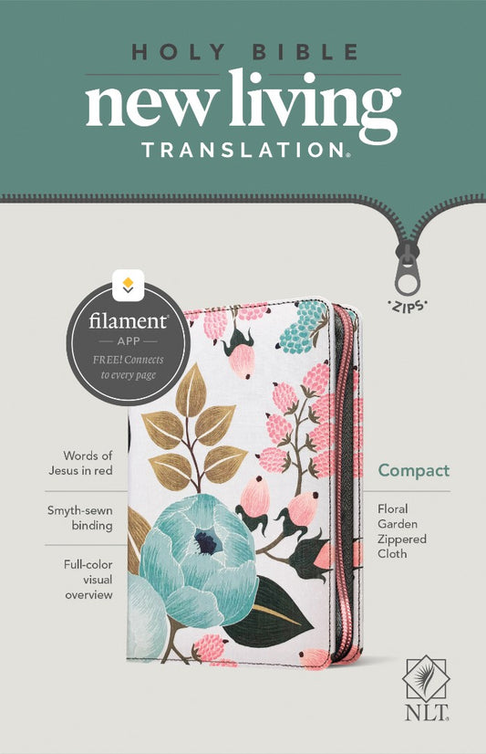 NLT Compact Zipper Bible, Filament Enabled Edition, Floral