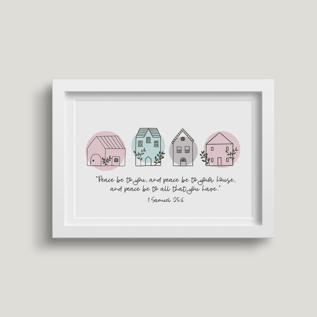 Peace Be To Your House (Scandi Home) 7X5 White Framed Print