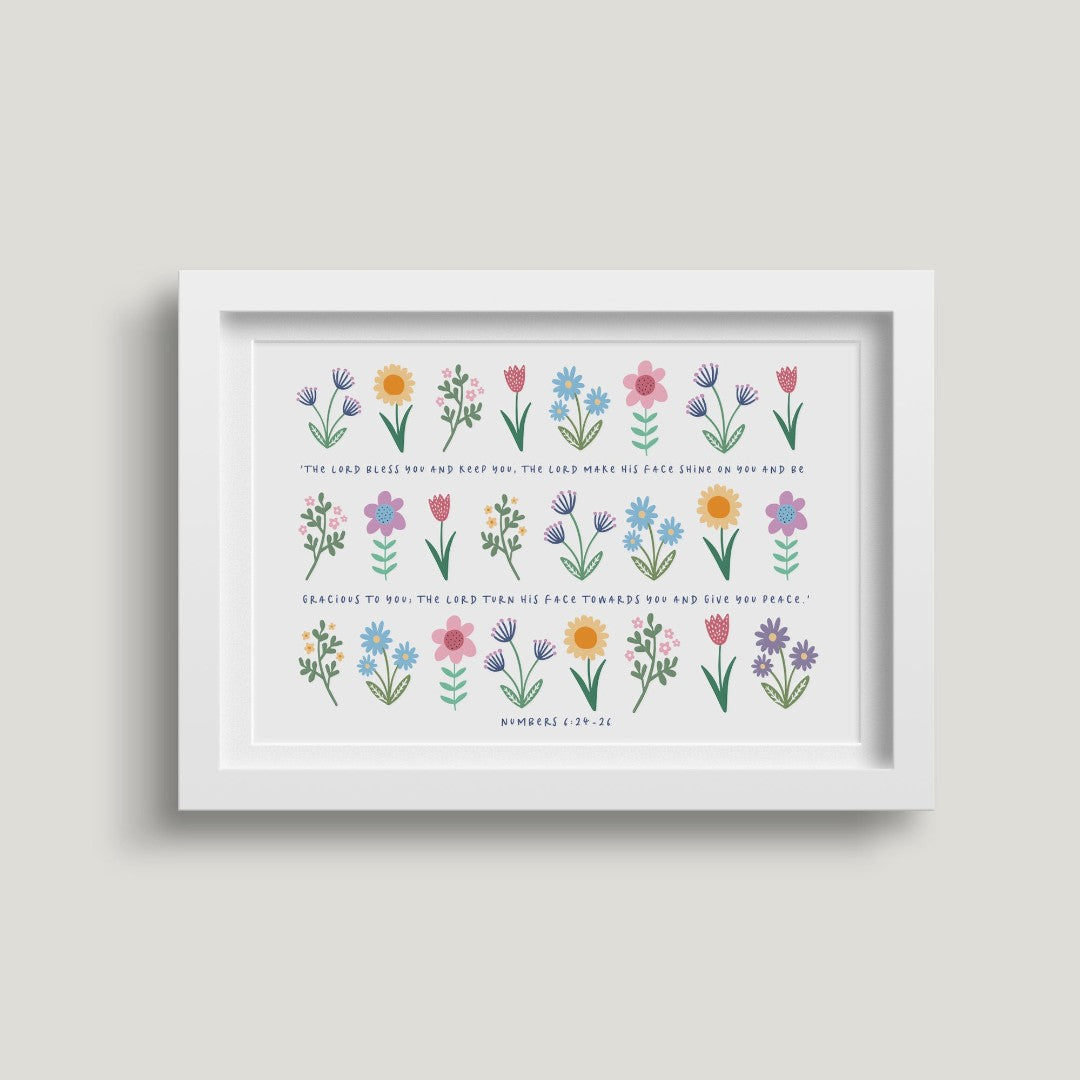 The Lord Bless You (Spring Version) 7X5 White Framed Print