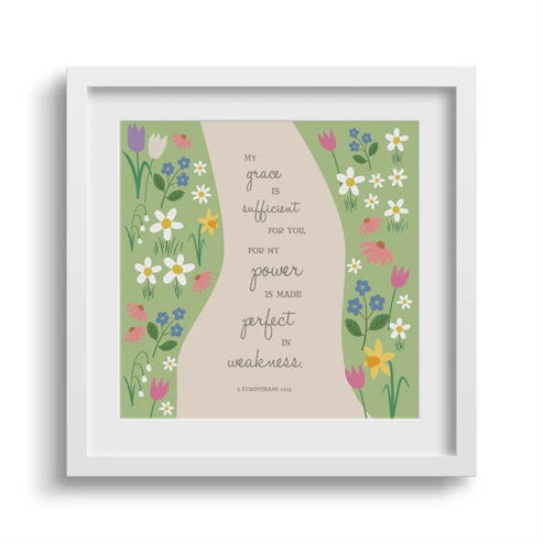 My Grace Is Sufficient 6X6 White Framed Print