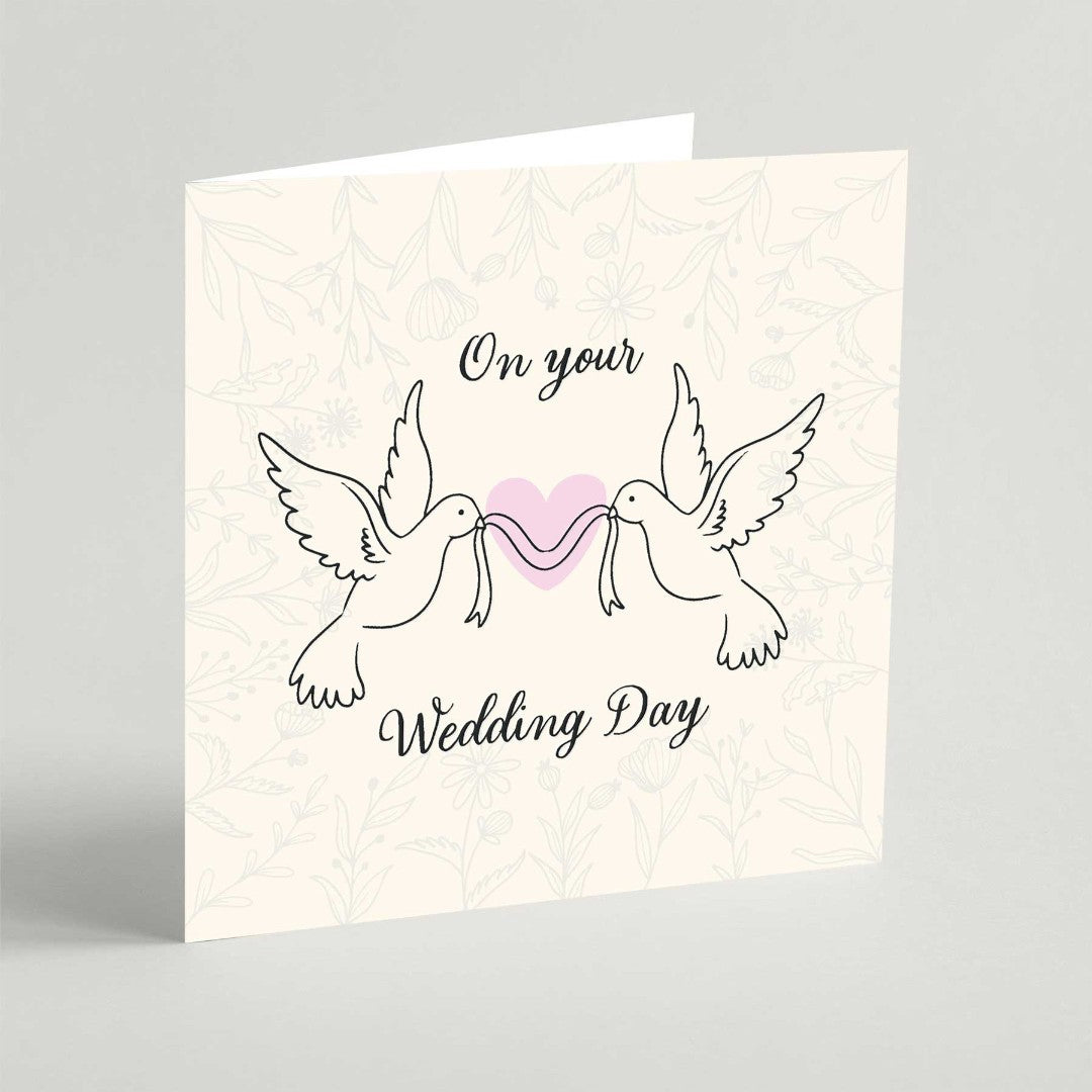 On Your Wedding Day Doves Square Card