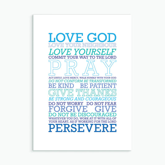 'Love God' (blue mix) - A4 Print