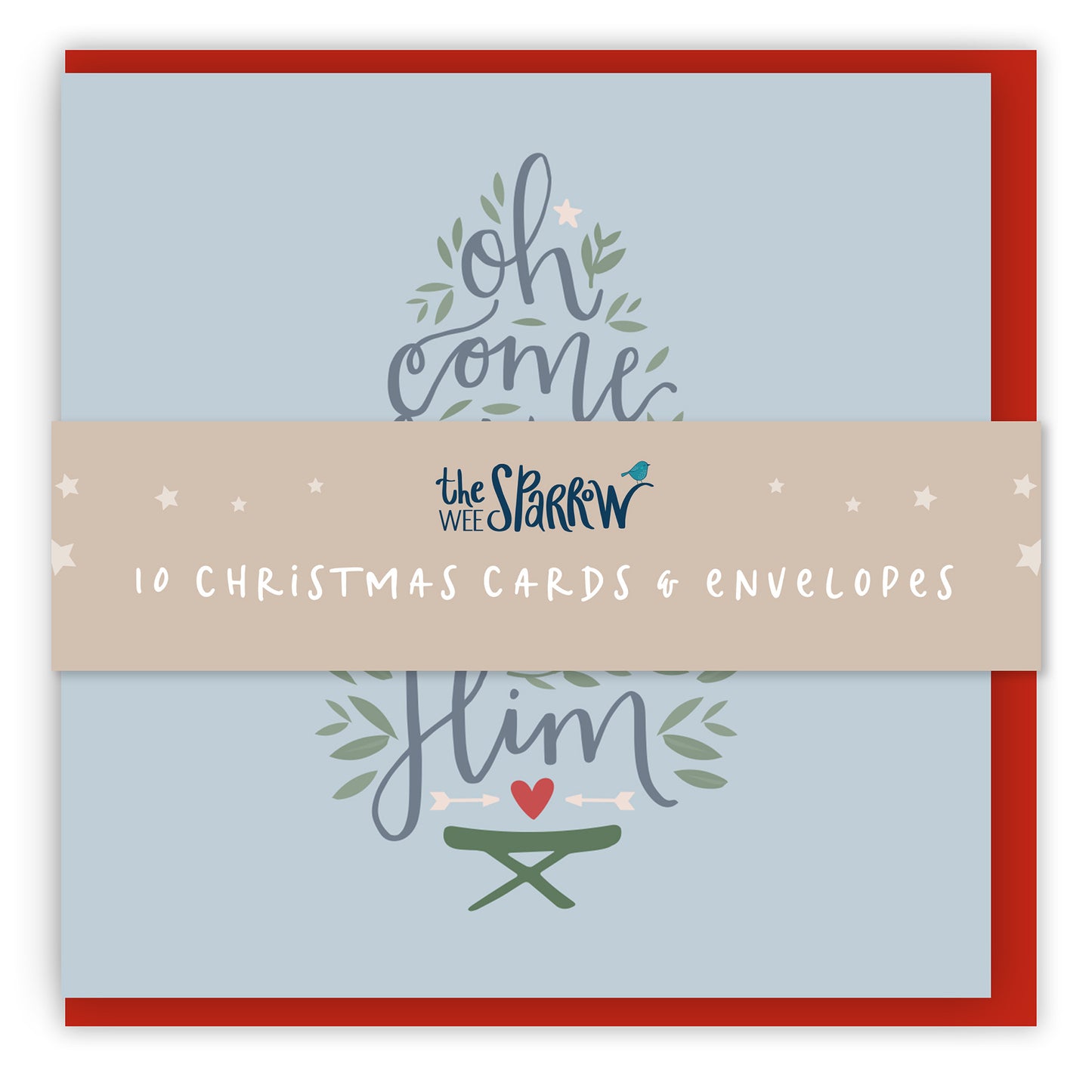 Oh Come Let Us Adore Him Christmas Cards - 10 Pack