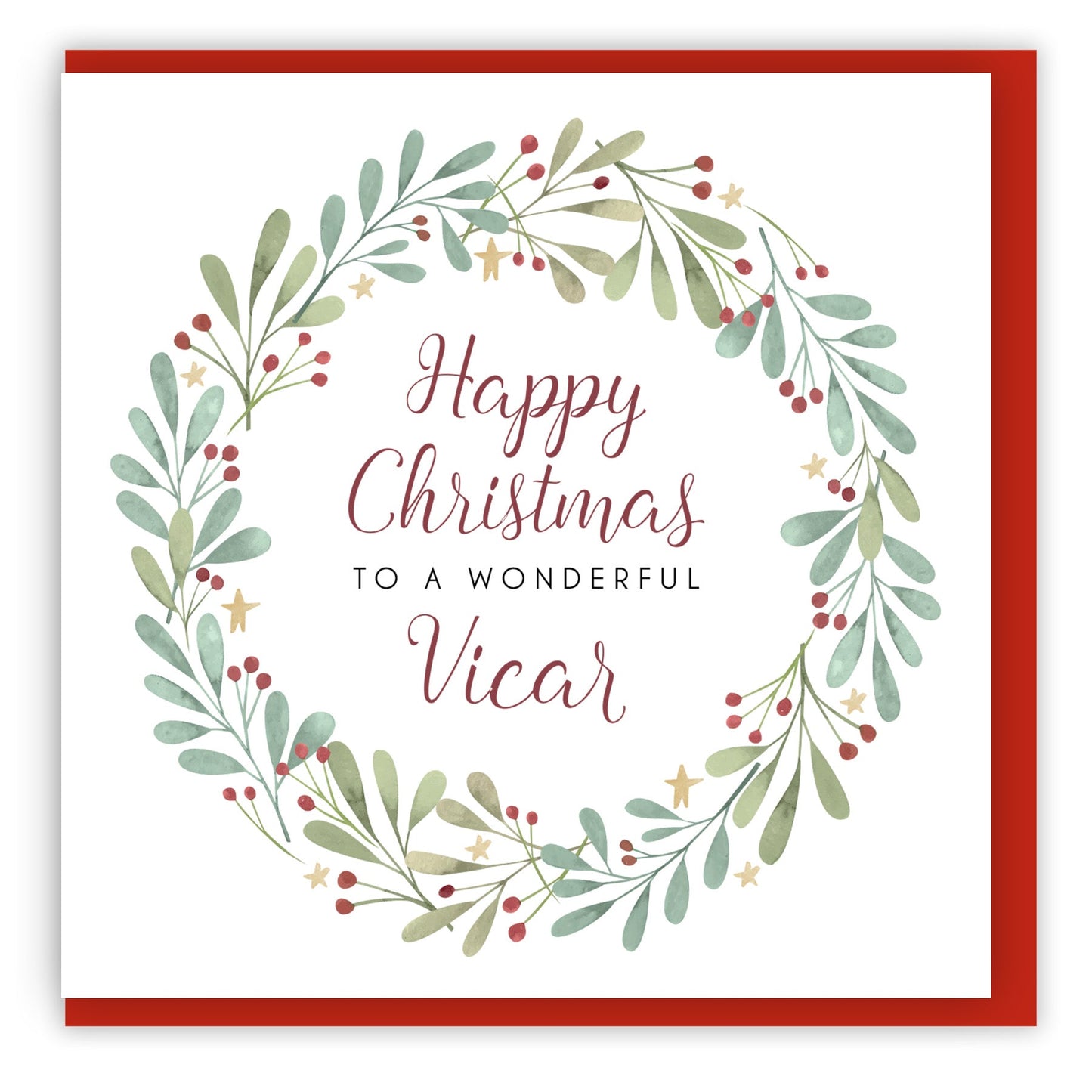 'Happy Christmas to a Wonderful Vicar' Single Christmas Card
