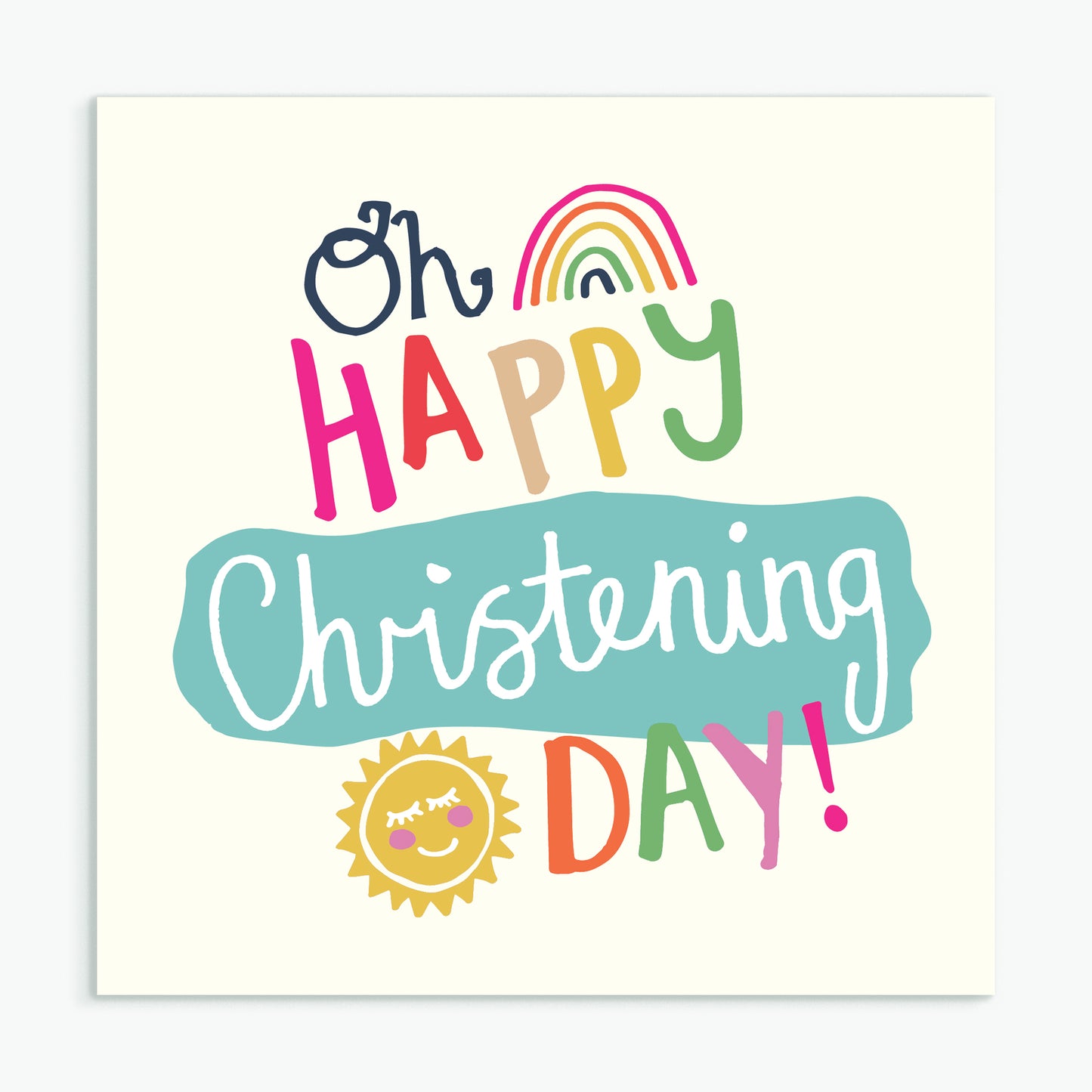 'Oh Happy Christening Day' Greeting Card & Envelope