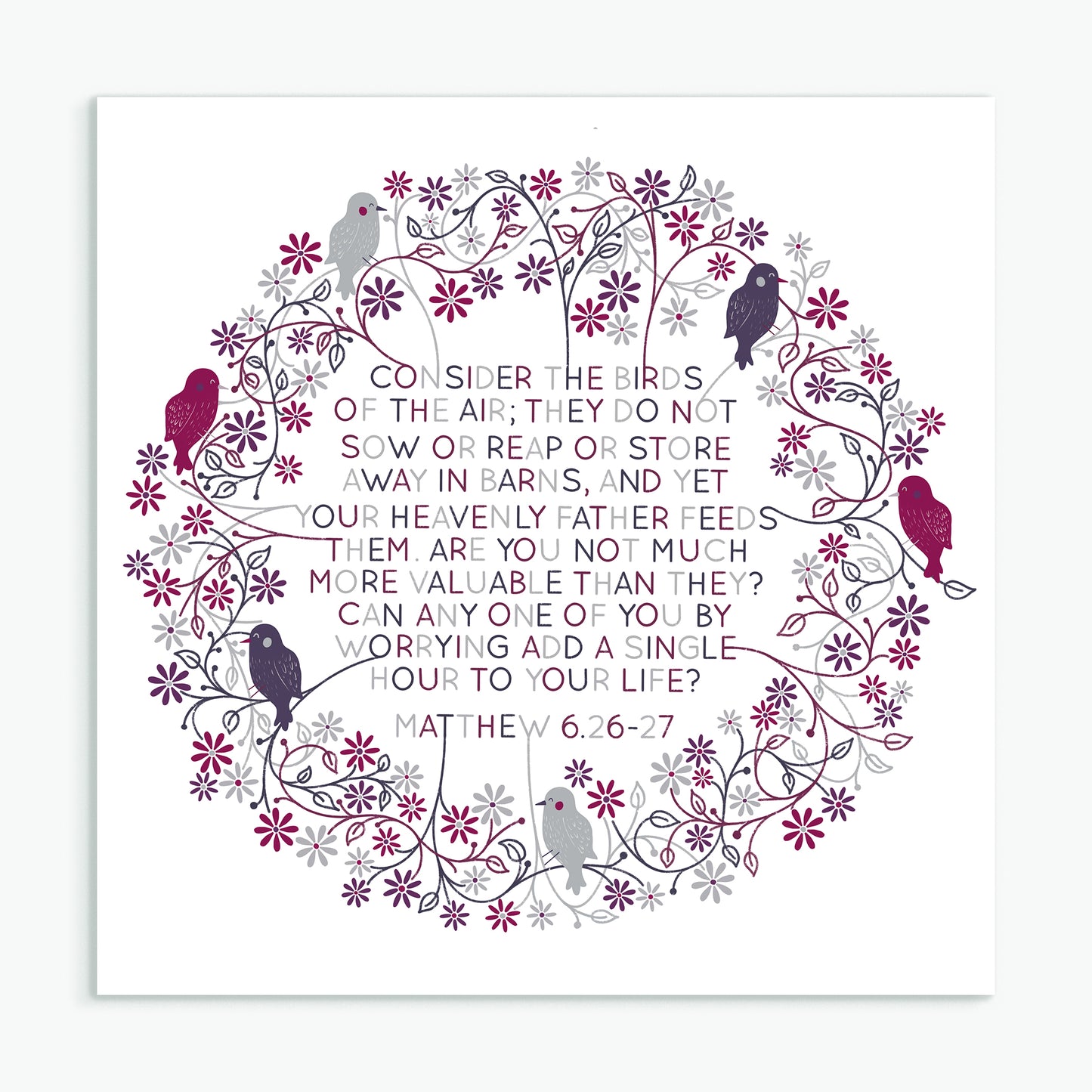'Consider the birds' square greeting card