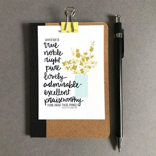'Whatever Is True' (blue pot) Christian Mini Sharing Card