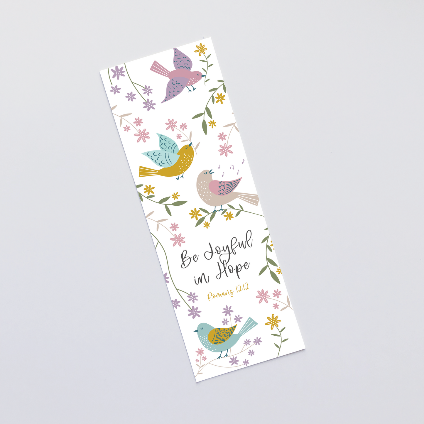 Christian Bookmark Gift - Be Joyful in Hope Romans 12:12 - The Wee Sparrow
