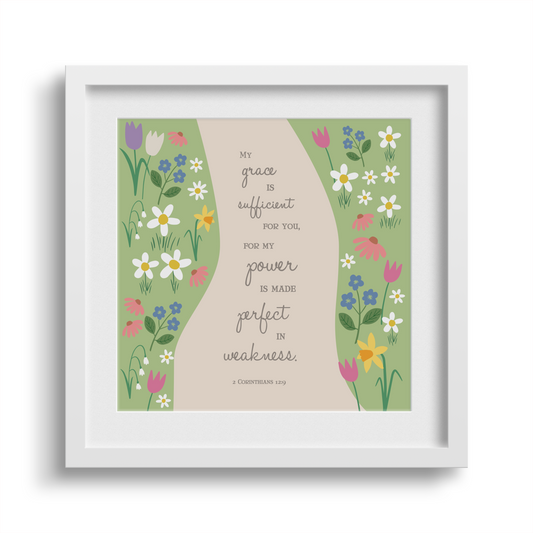 'My Grace is Sufficient' 6x6 White Framed Print