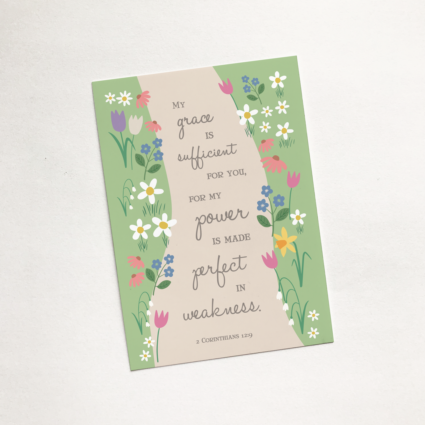 'My Grace is Sufficient' (Garden) - Christian Mini Sharing Card
