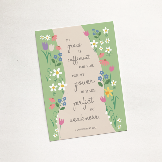 'My Grace is Sufficient' (Garden) - Christian Mini Sharing Card