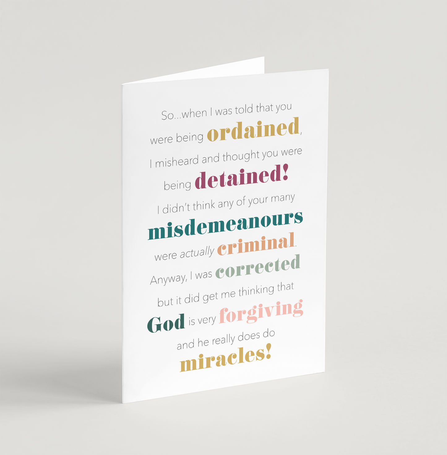 Forgiving Funny Ordination Card