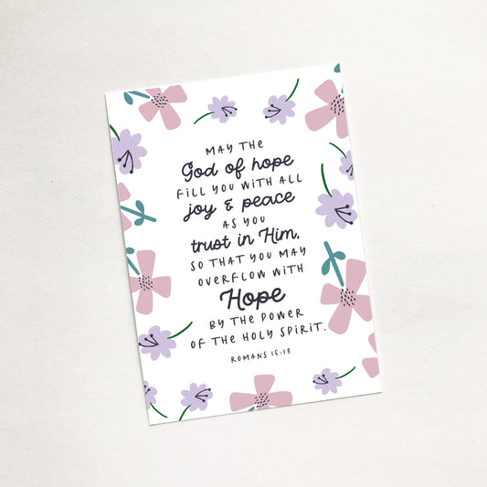 'May the God Of Hope (Petals)' - Christian Mini Sharing Card