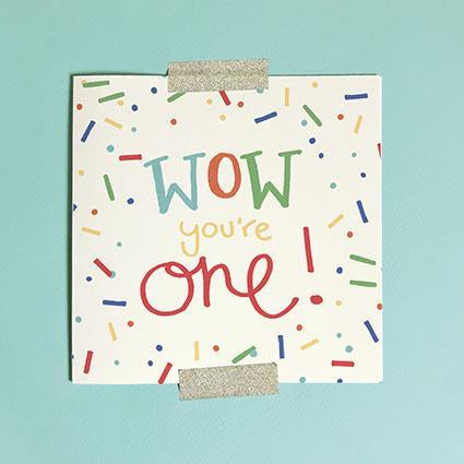 Wow You're One Greeting Card & Envelope Red