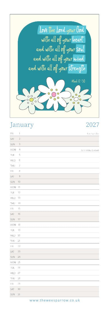 The Wee Sparrow 2027 Calendar (A3 slimline)