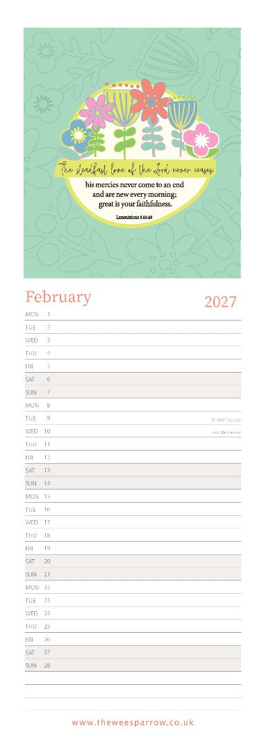 The Wee Sparrow 2027 Calendar (A3 slimline)