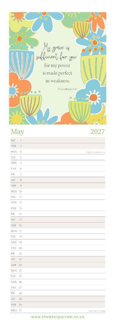 The Wee Sparrow 2027 Calendar (A3 slimline)