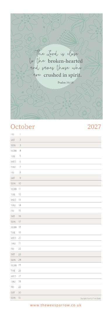 The Wee Sparrow 2027 Calendar (A3 slimline)