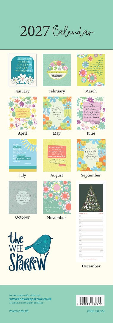 The Wee Sparrow 2027 Calendar (A3 slimline)