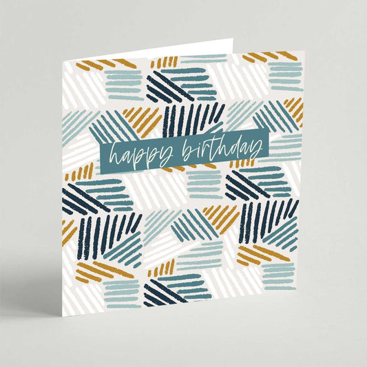 Happy Birthday Lines Square Card
