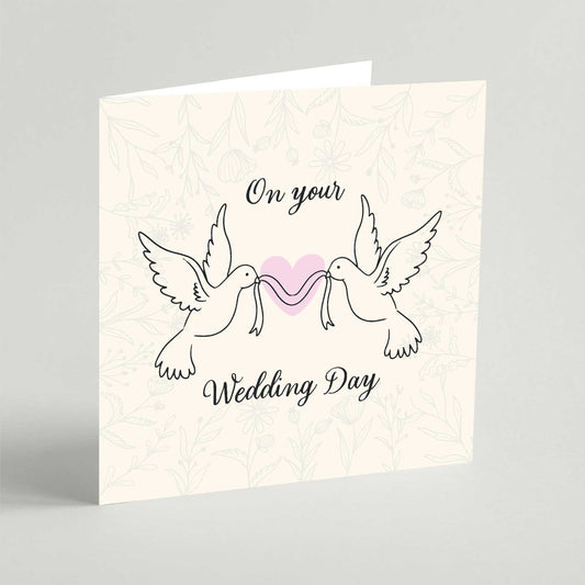 On Your Wedding Day Doves Square Card
