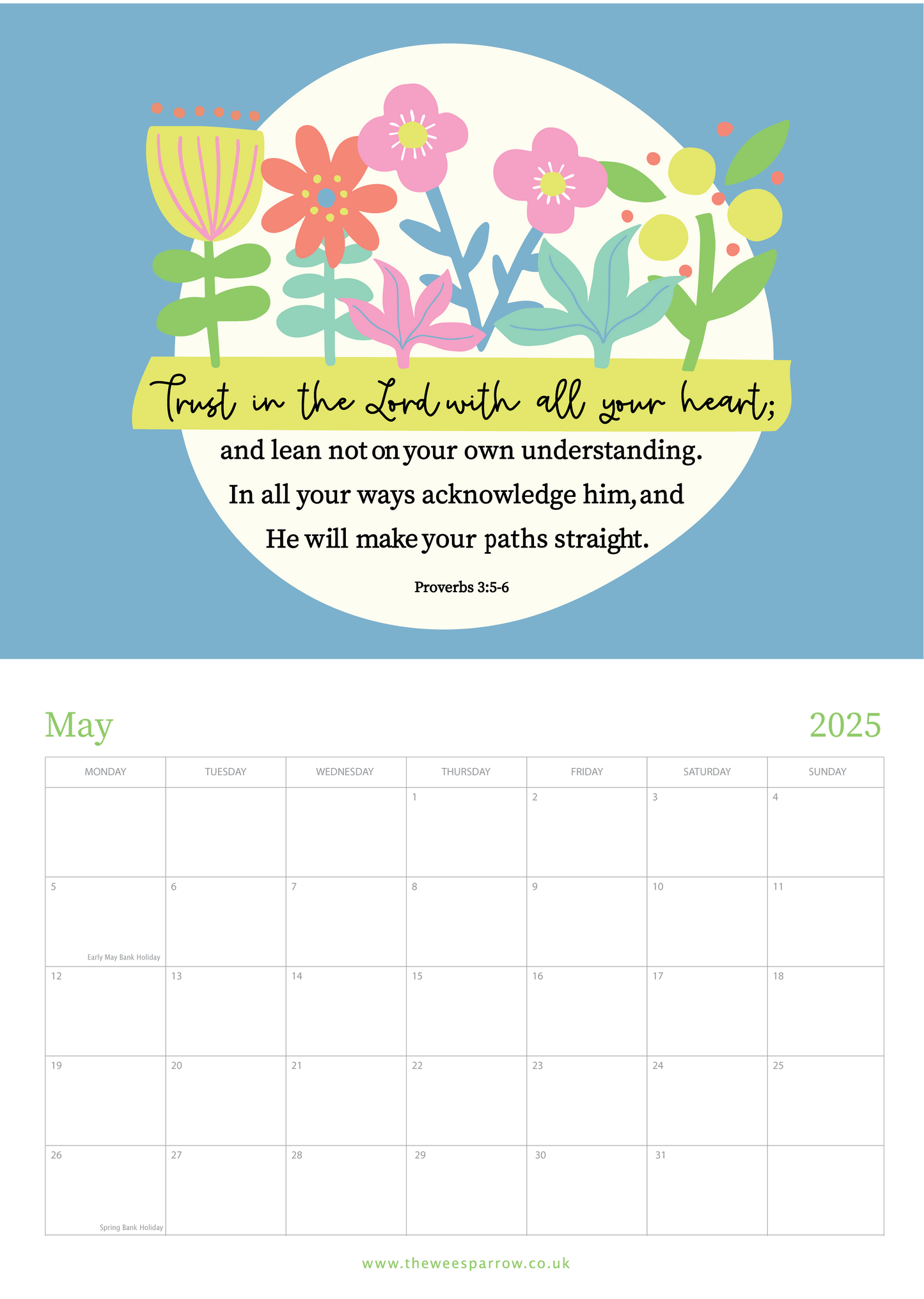 SAVE - The Wee Sparrow 2025 calendar (A4 fold out to A3) bundles