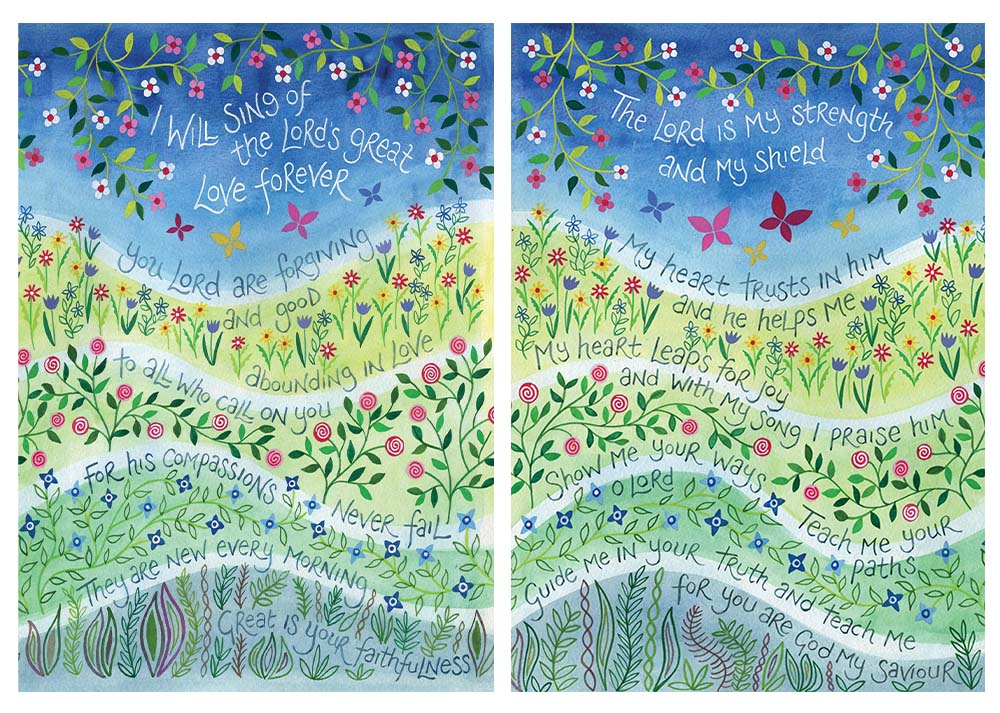 'My Strength and My Shield' and 'The Lord’s Great Love' by Hannah Dunnett - Notecards