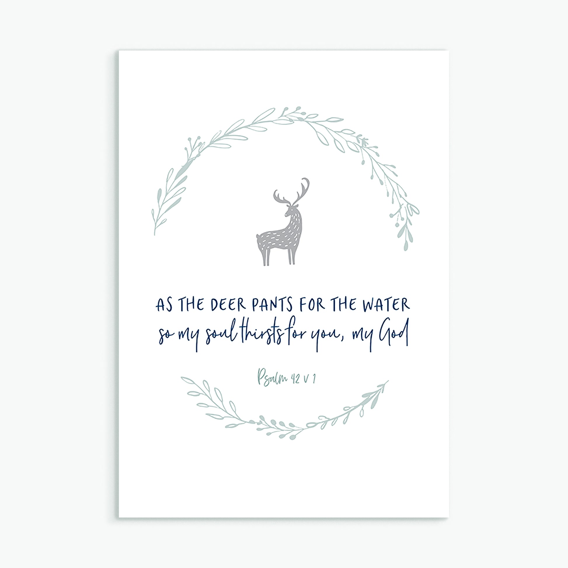 Christian greeting card As the deer