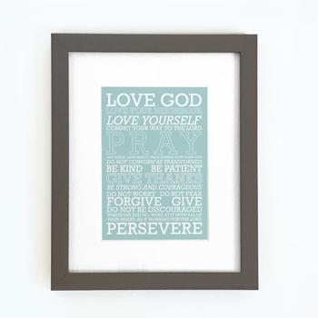 'Love God' (blue) by Preditos - Framed Print