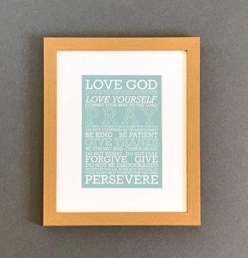 'Love God' (blue) by Preditos - Framed Print