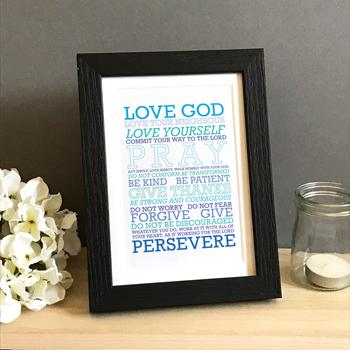 'Love God' (blue mix) by Preditos - Framed Print