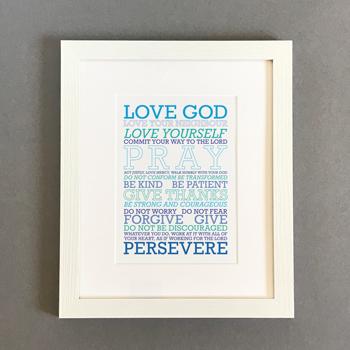'Love God' (blue mix) by Preditos - Framed Print
