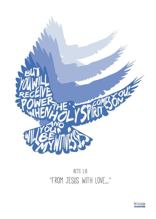 A3 Poster Print Acts 1:8 Dove