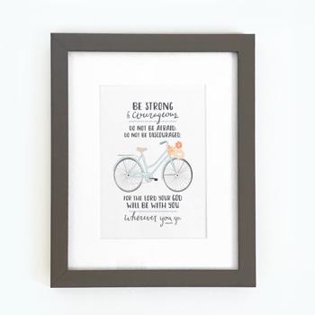 'Be Strong' (Bicycle) by Emily Burger  - Framed Print