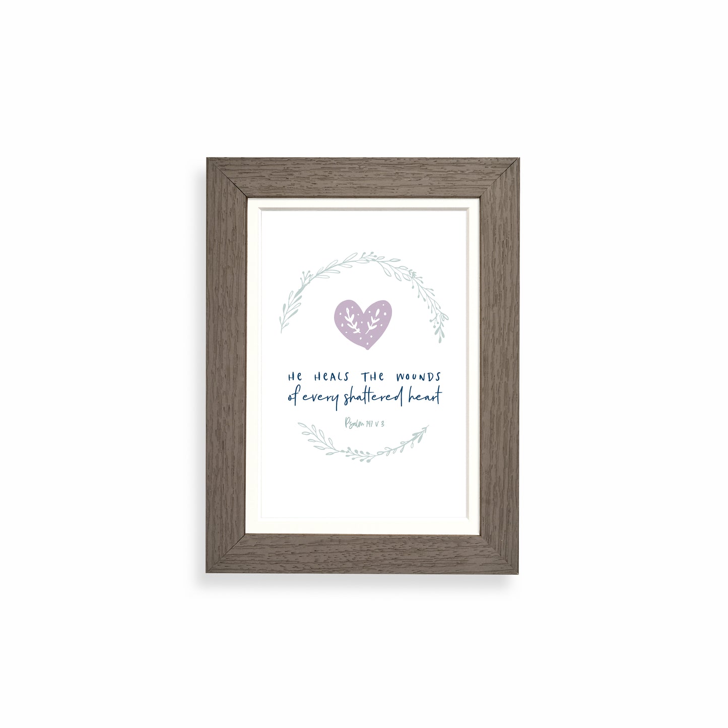 He heals the wounds of every shattered heart framed print
