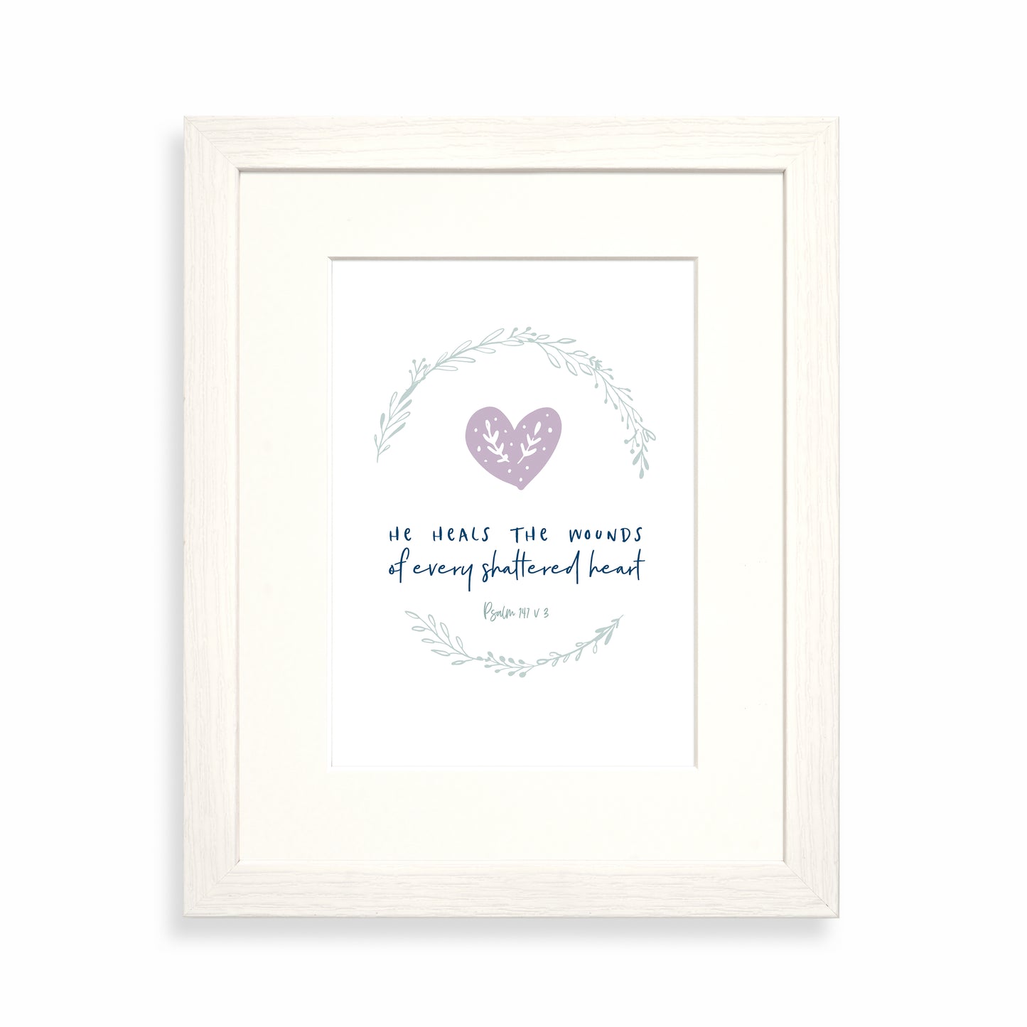 He heals the wounds of every shattered heart framed print