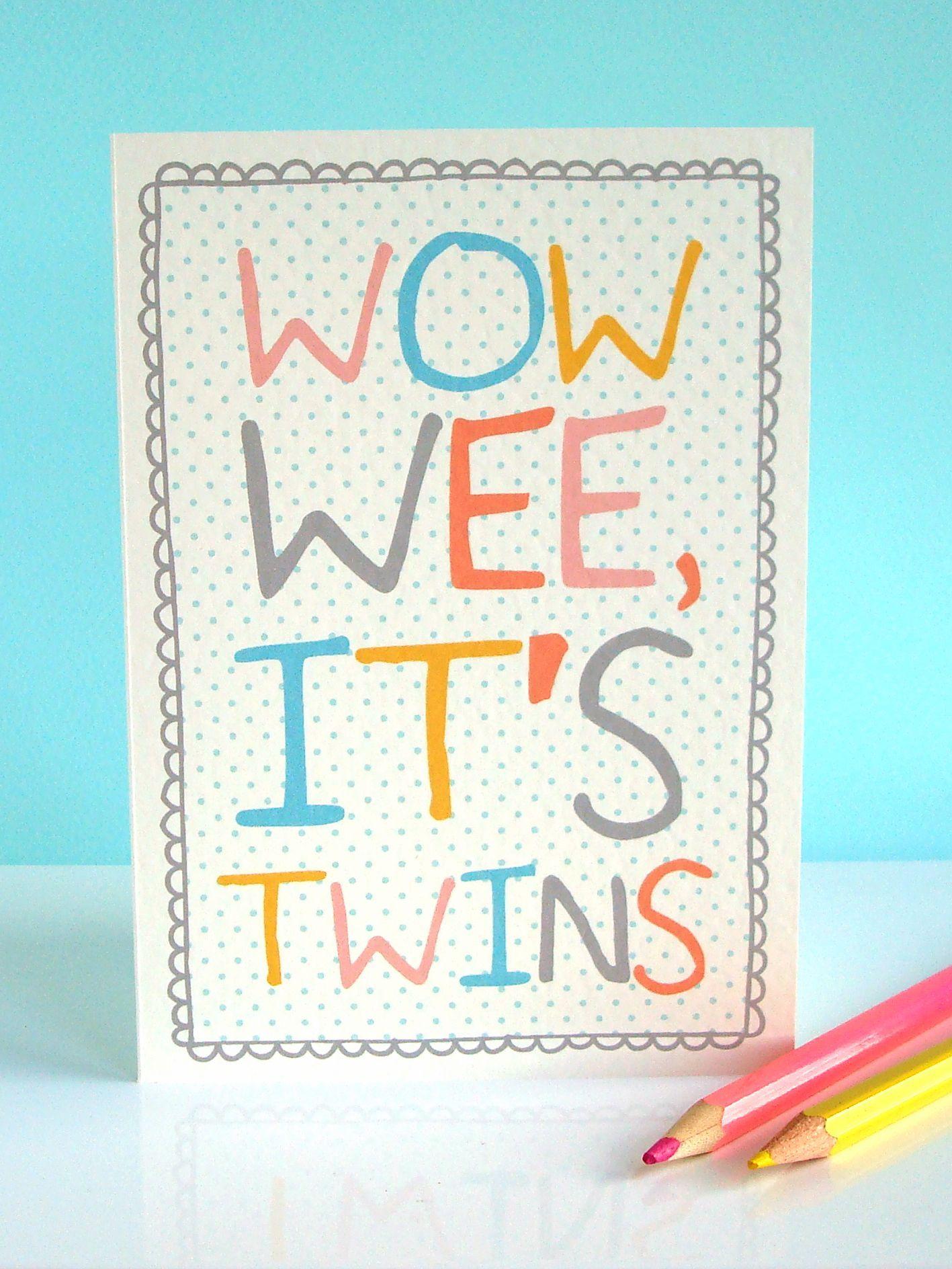 New Baby Card - Wow Wee It's Twins