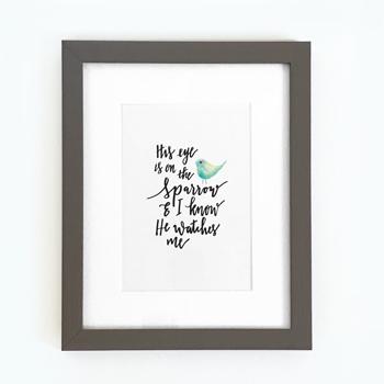 'His Eye Is On The Sparrow' by Emily Burger - Framed Print