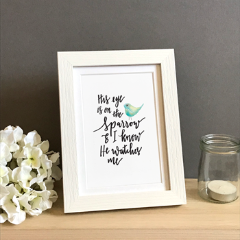 'His Eye Is On The Sparrow' by Emily Burger - Framed Print