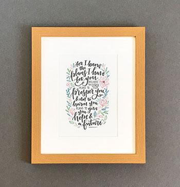 'For I know the plans I have for you' (leaves) - Framed Print