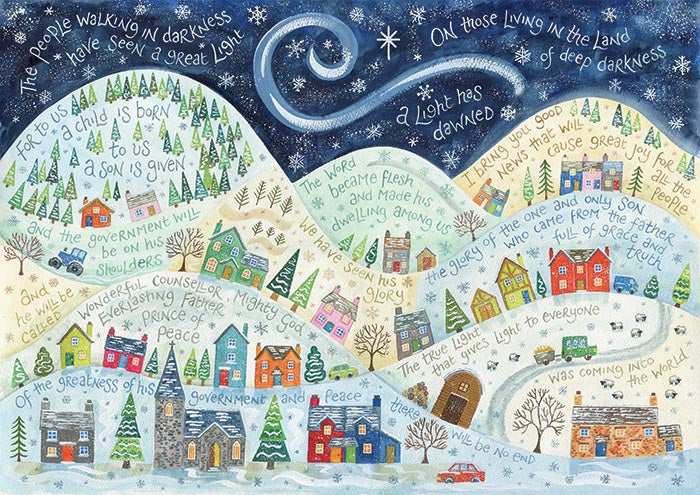 “A Light Has Dawned” and “Glory to God in the Highest” Christmas card pack - Hannah Dunnett