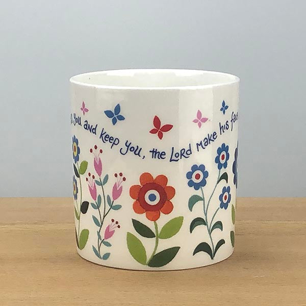 'Bless You and Keep You' bone china mug by Hannah Dunnett