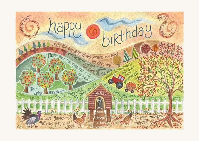'Happy Birthday' farm scene by Hannah Dunnett - Birthday Card