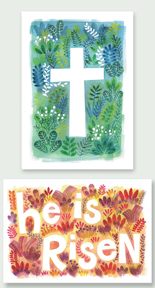 'The Cross and He is Risen' by Hannah Dunnett - Notecards