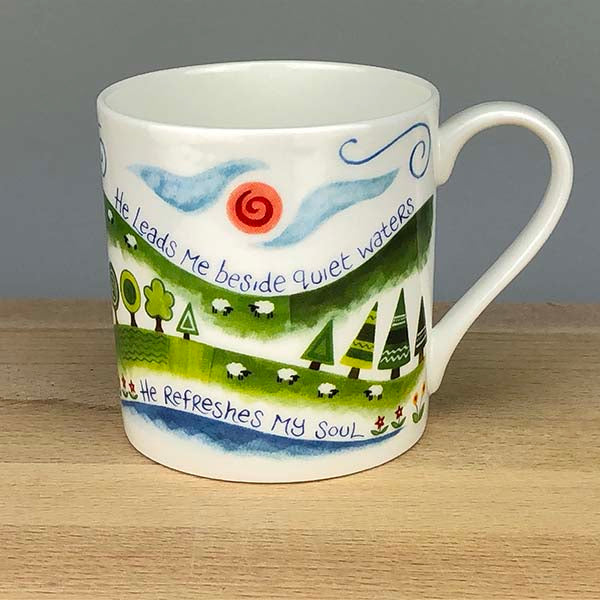 'The Lord is my Shepherd' bone china mug by Hannah Dunnett