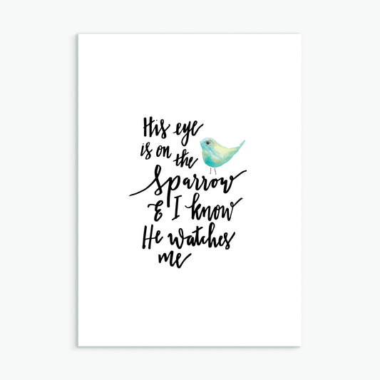 'His Eye is On The Sparrow' by Emily Burger - Greeting Card