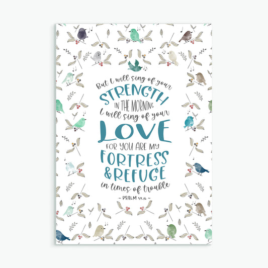 'I will sing of your love' greeting card