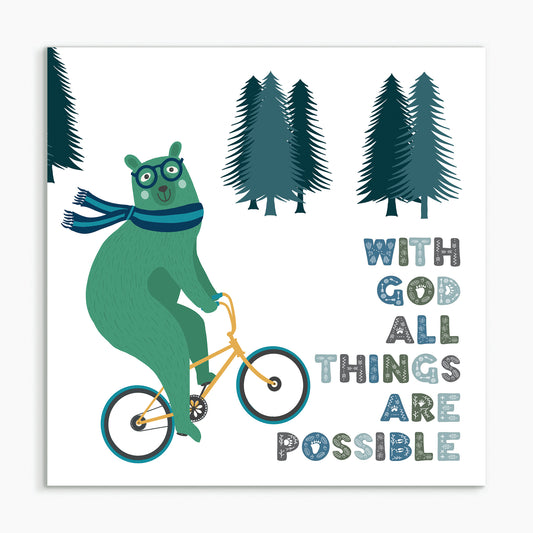 "With God all things are possible - Bear" White framed print