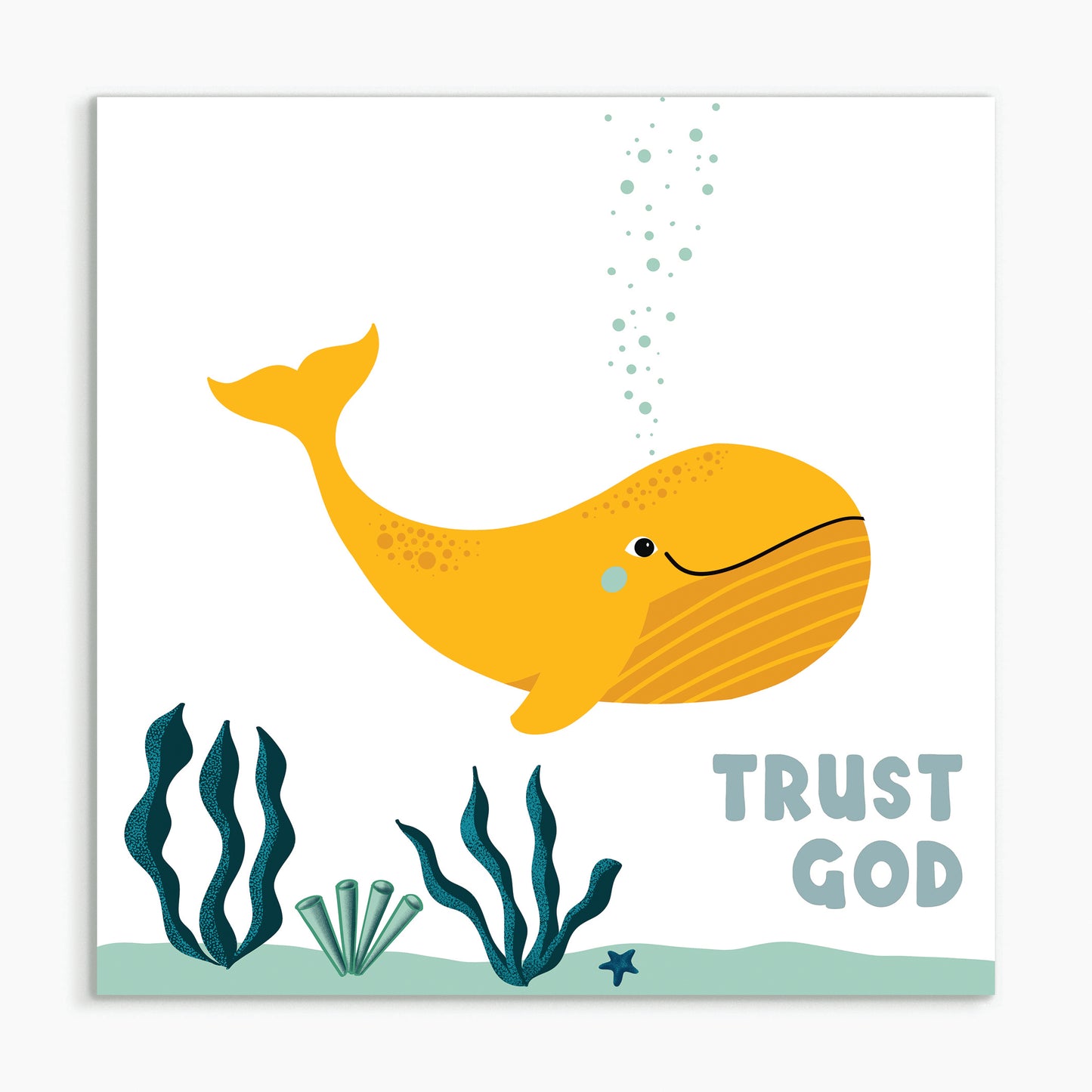 "Trust God - whale" White framed print
