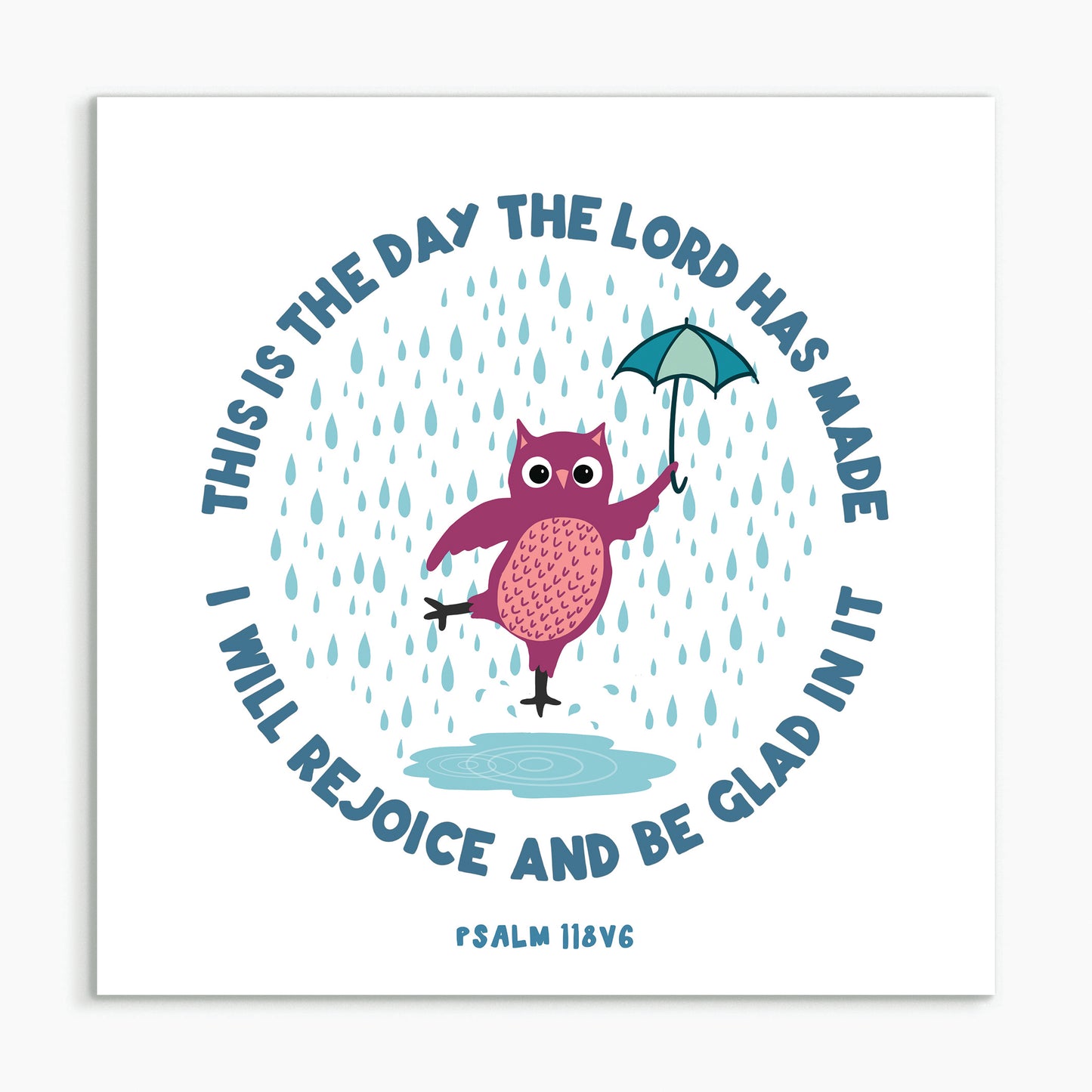 "This is the day - owl" White framed print